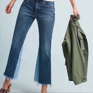 Pilcro and letterpress two toned jeans